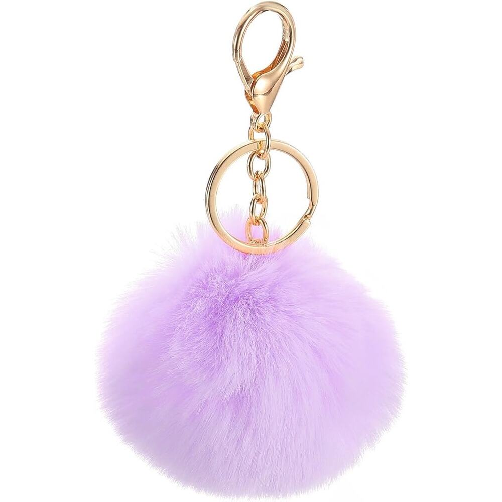 Fluffy Faux Fur Pom Pom Handbag Charm Keychain